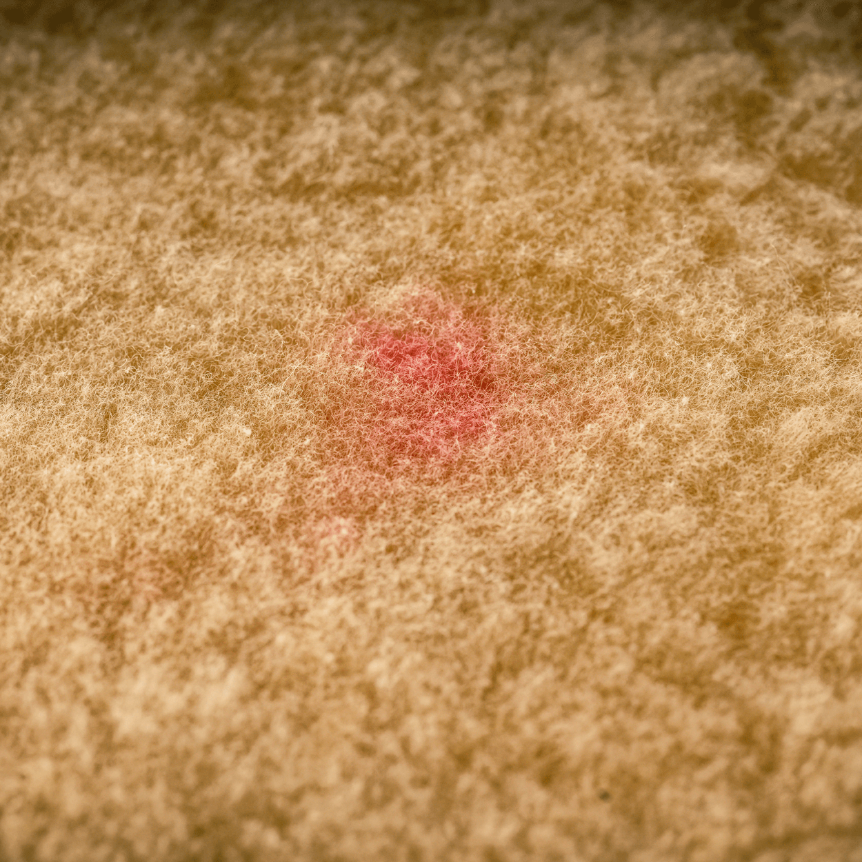 Schaffell für Hunde mit kleiner farbiger Markierung (Punkt) im Fell.