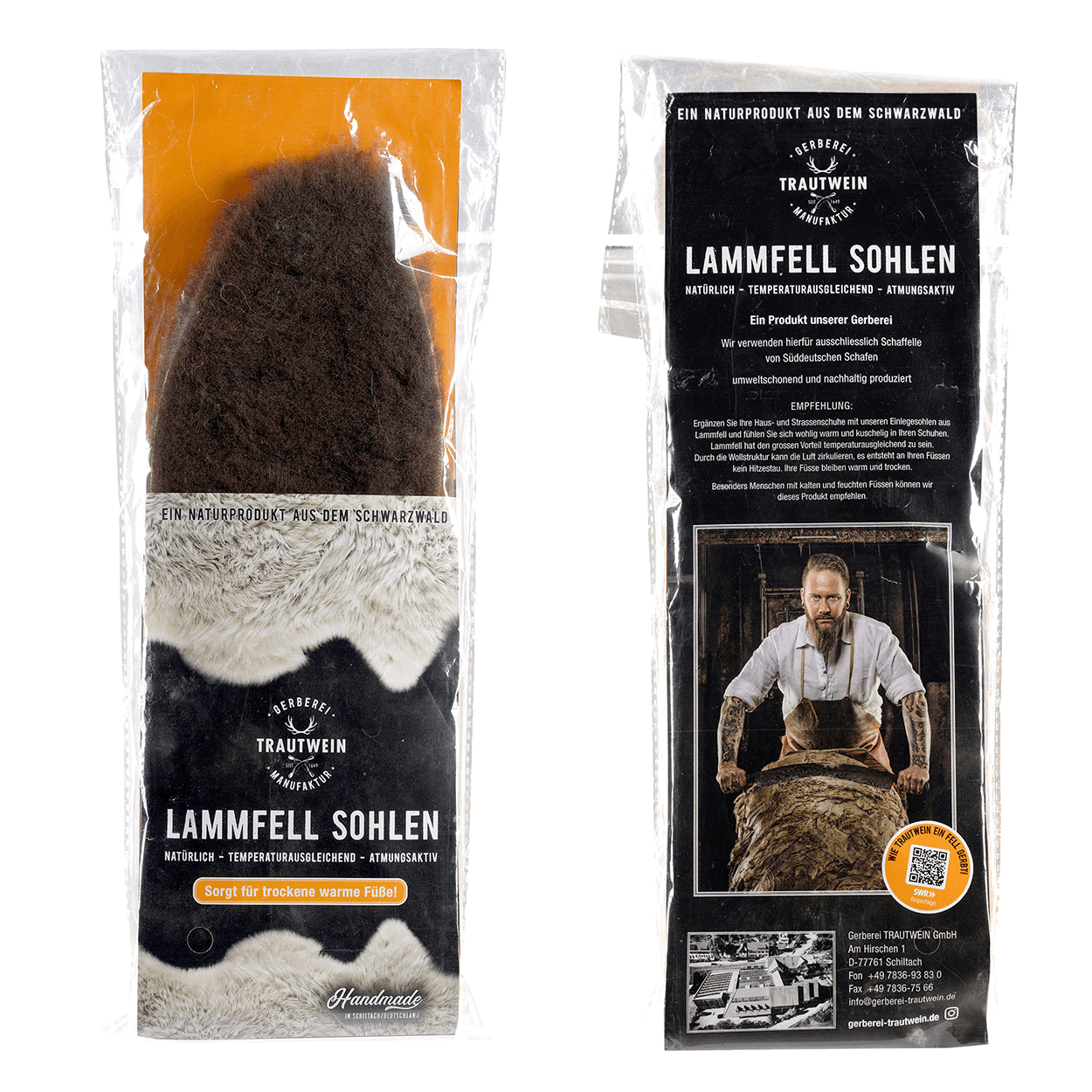 braune Schaffell Einlegesohlen für Schuhe in Verpackung