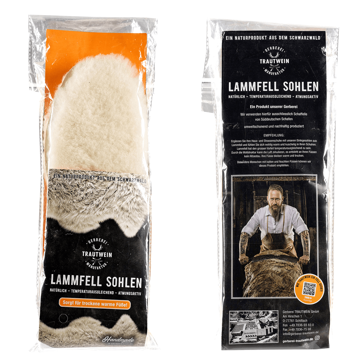 weiße Schaffell Einlegesohlen für Schuhe in Verpackung